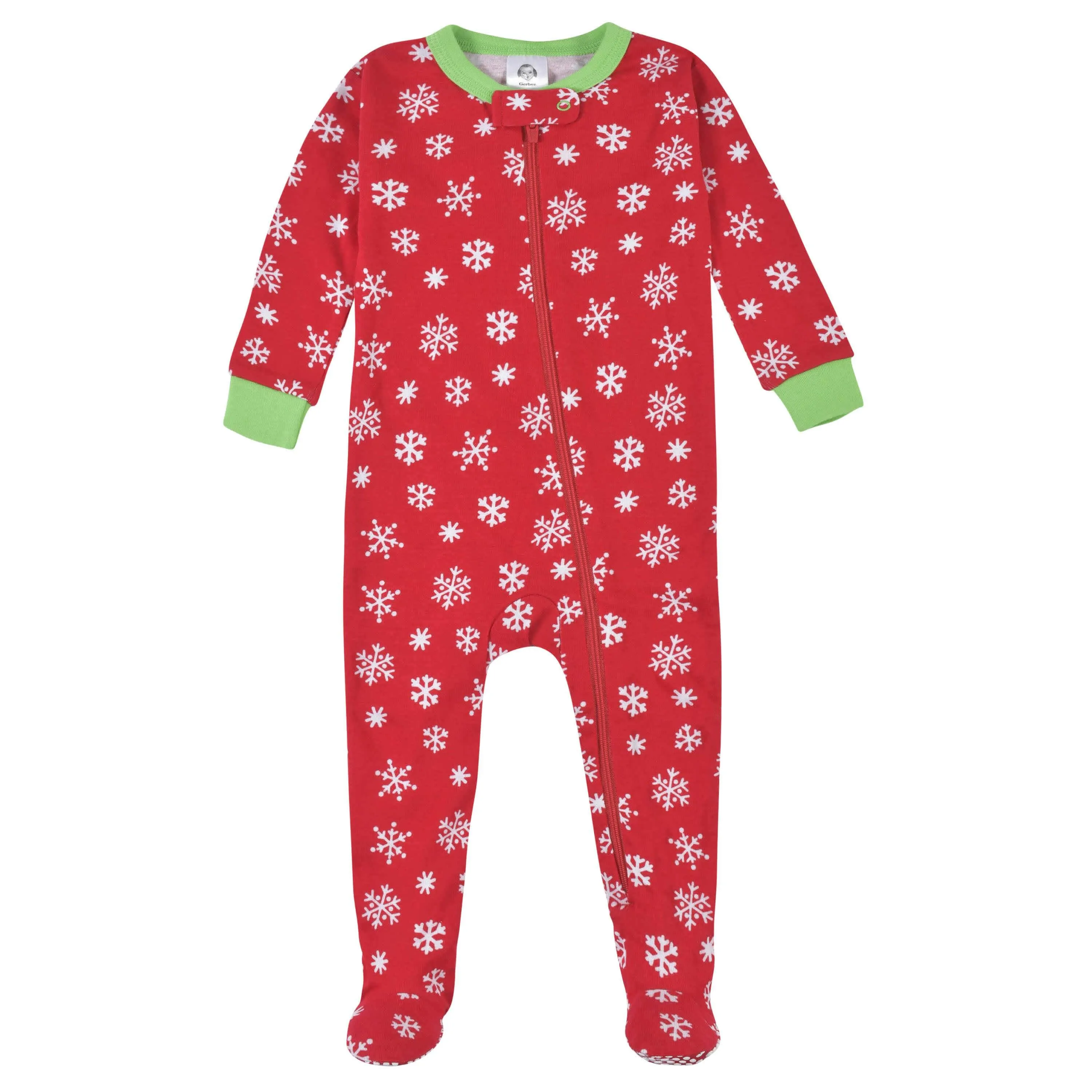 2-Pack Baby Neutral Reindeer & Snowflake Snug Fit Footed Cotton Pajamas