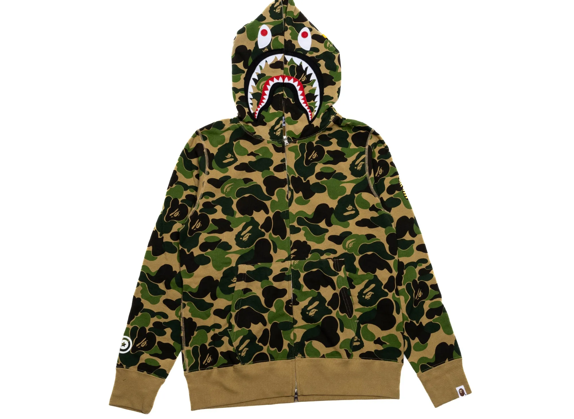 A Bathing Ape ABC Camo Shark Full Zip Hoodie in Green