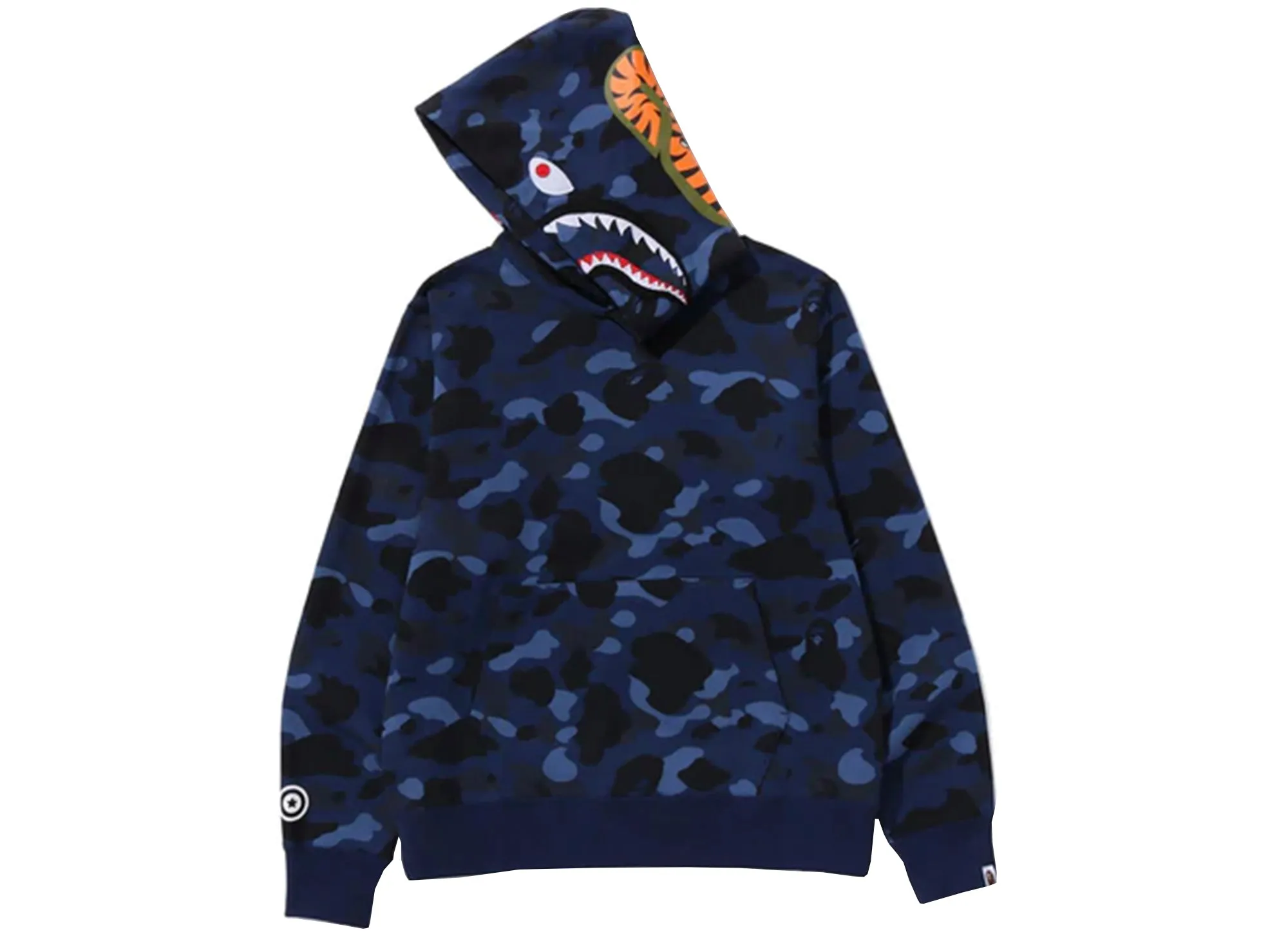 A Bathing Ape Color Camo Shark Pullover Hoodie in Navy