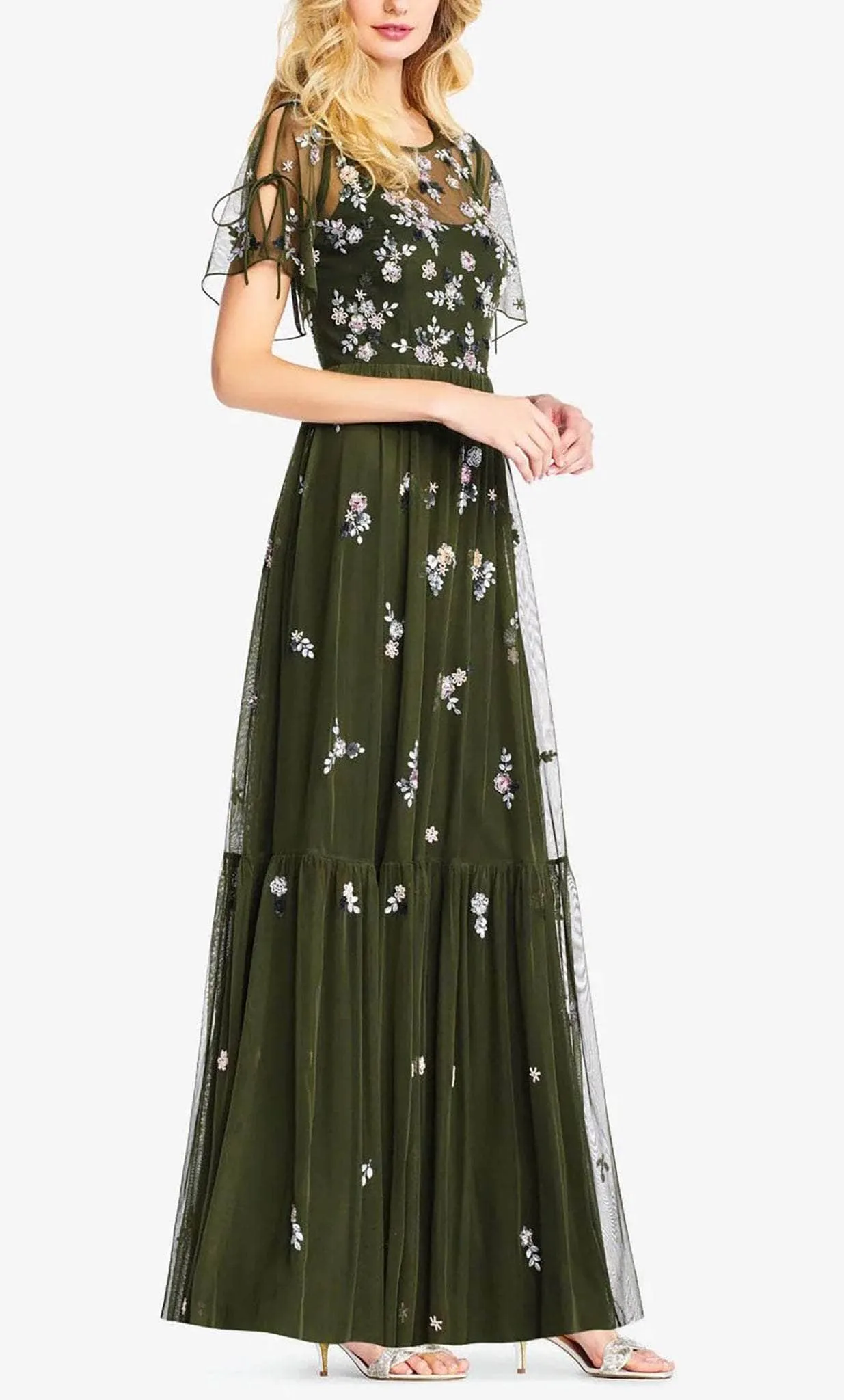 Adrianna Papell AP1E202943 - Floral Embroidered Full Length Dress