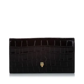 Alexander McQueen Croc Embossed Leather Clutch Bag (SHG-27662)