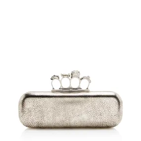 Alexander McQueen Leather Knuckle Box Clutch (SHF-22045)