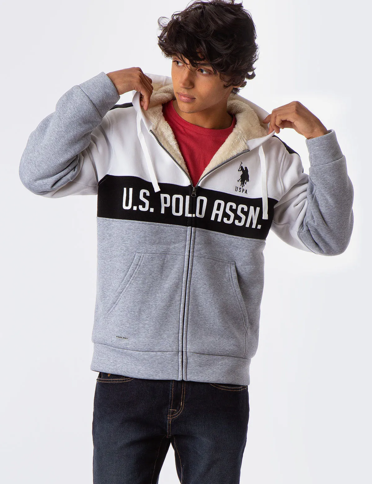 AMERICANA COLORBLOCK LOGO SHERPA HOODIE