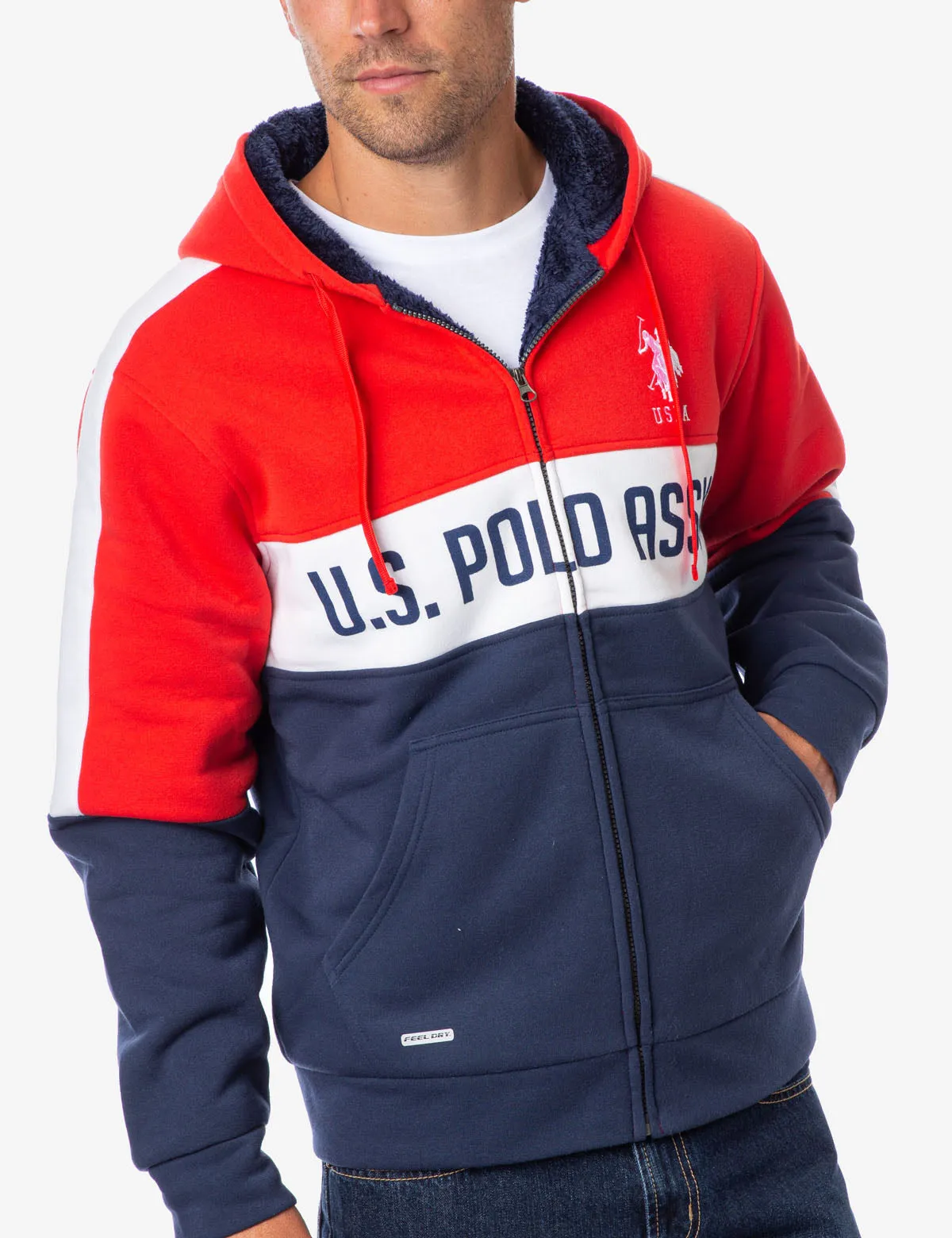 AMERICANA COLORBLOCK LOGO SHERPA HOODIE