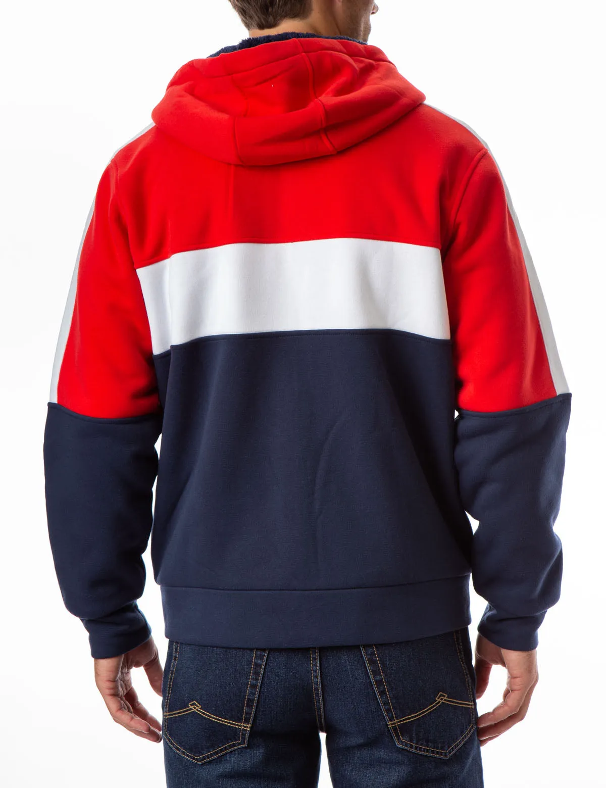 AMERICANA COLORBLOCK LOGO SHERPA HOODIE