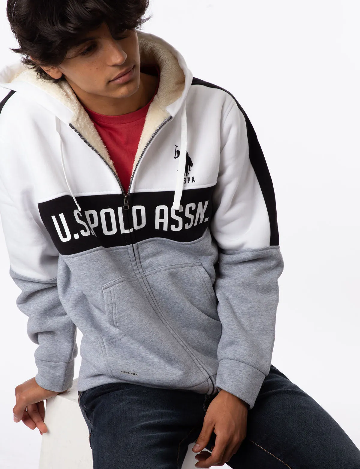 AMERICANA COLORBLOCK LOGO SHERPA HOODIE