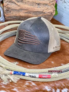 Ariat Oilskin Flag Ball Cap