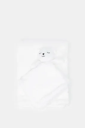 Babies White Blanket With Teddy