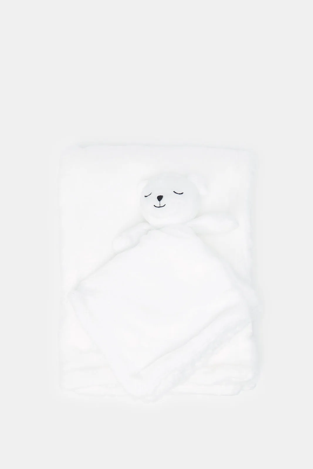 Babies White Blanket With Teddy