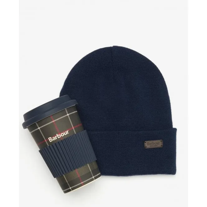 Barbour Travel Mug and Beanie Gift Set