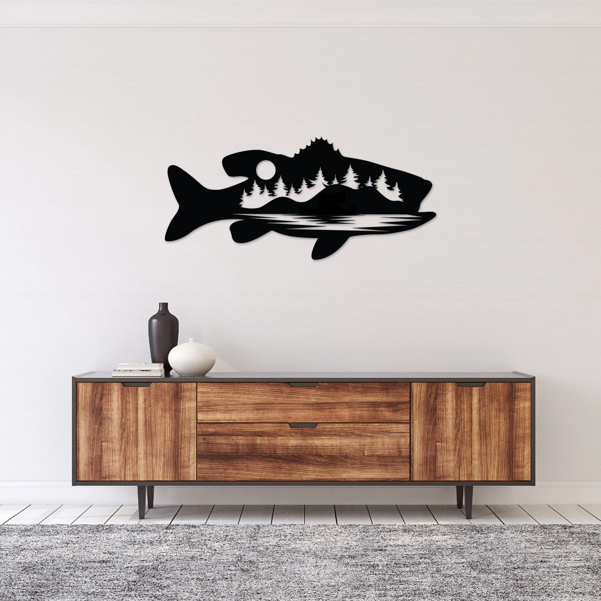 Bass Fish Design Alternative - Metal Wall Art