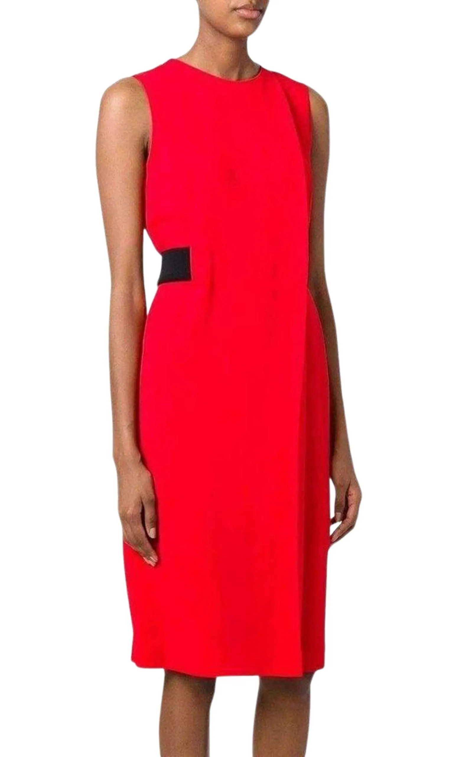 Belt Detail Red Sheath Dress