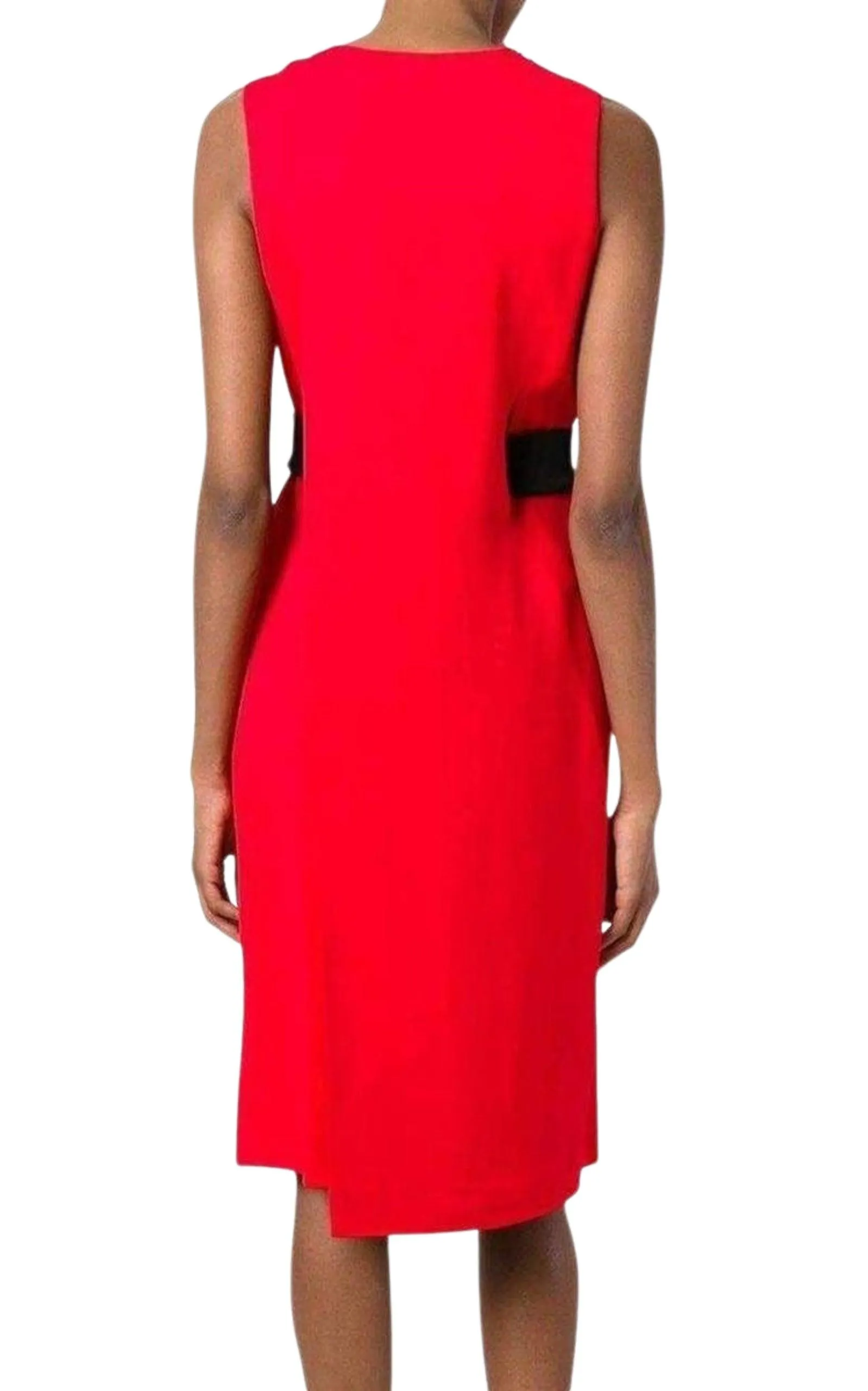 Belt Detail Red Sheath Dress