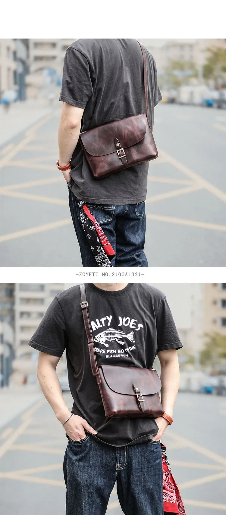 Black Leather Mens Casual Small Postman Bag Courier Bags Coffee Messenger Bag For Men