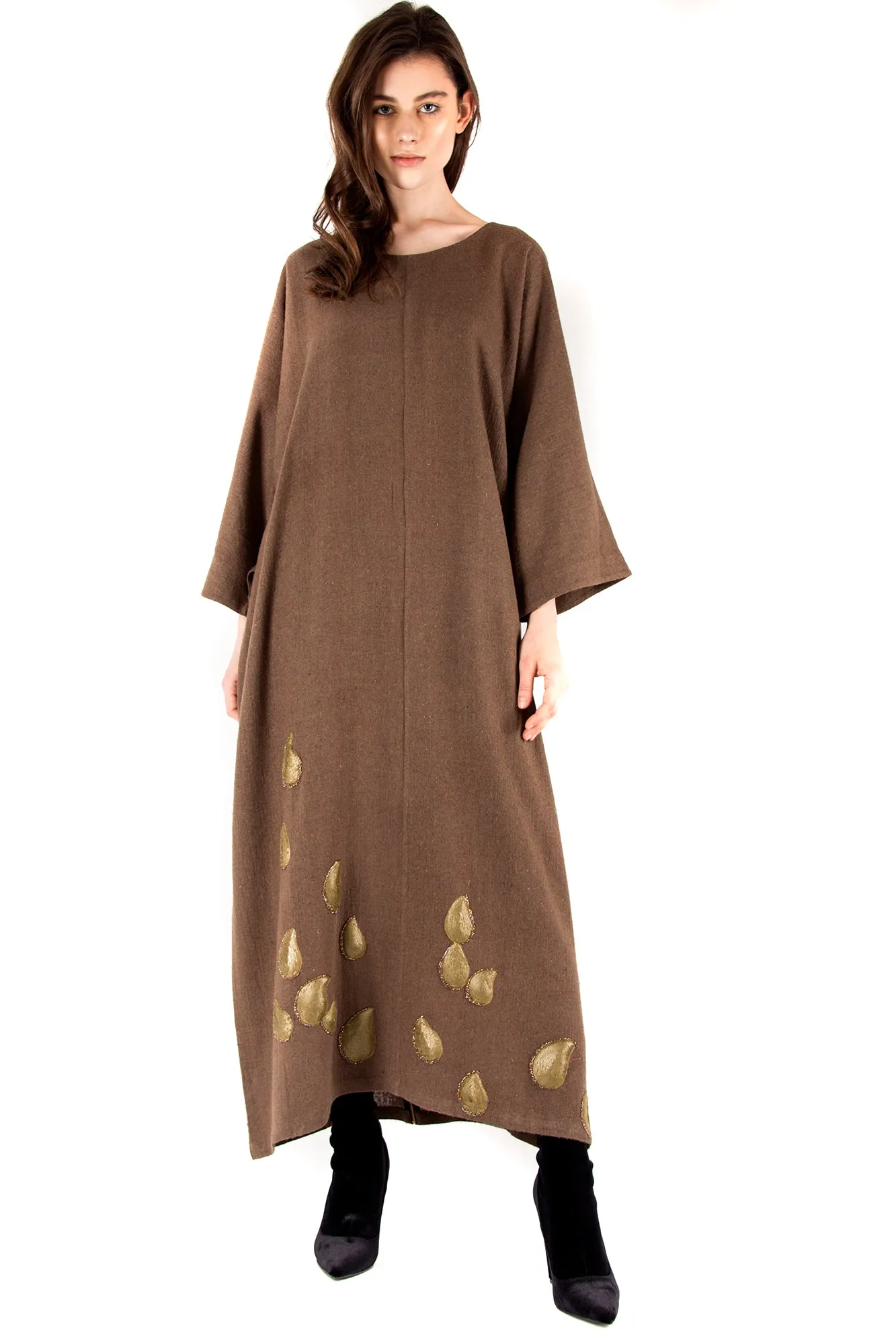 Brown Embroidered Kaftan