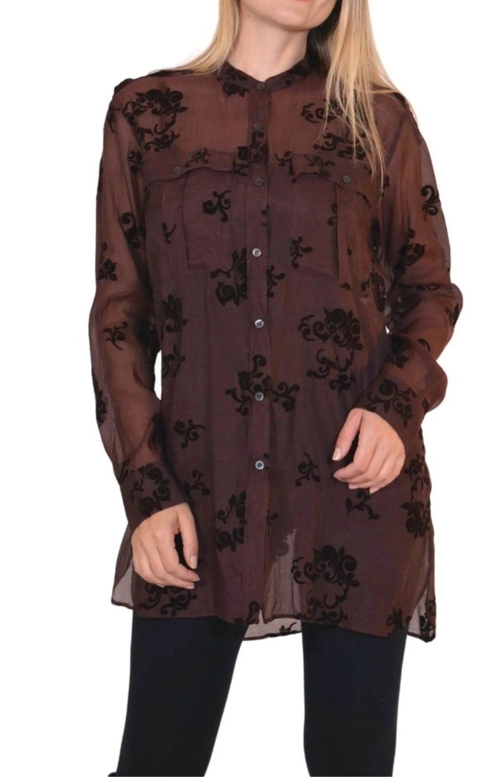 Burgundy Floral Silk Blend Shirt