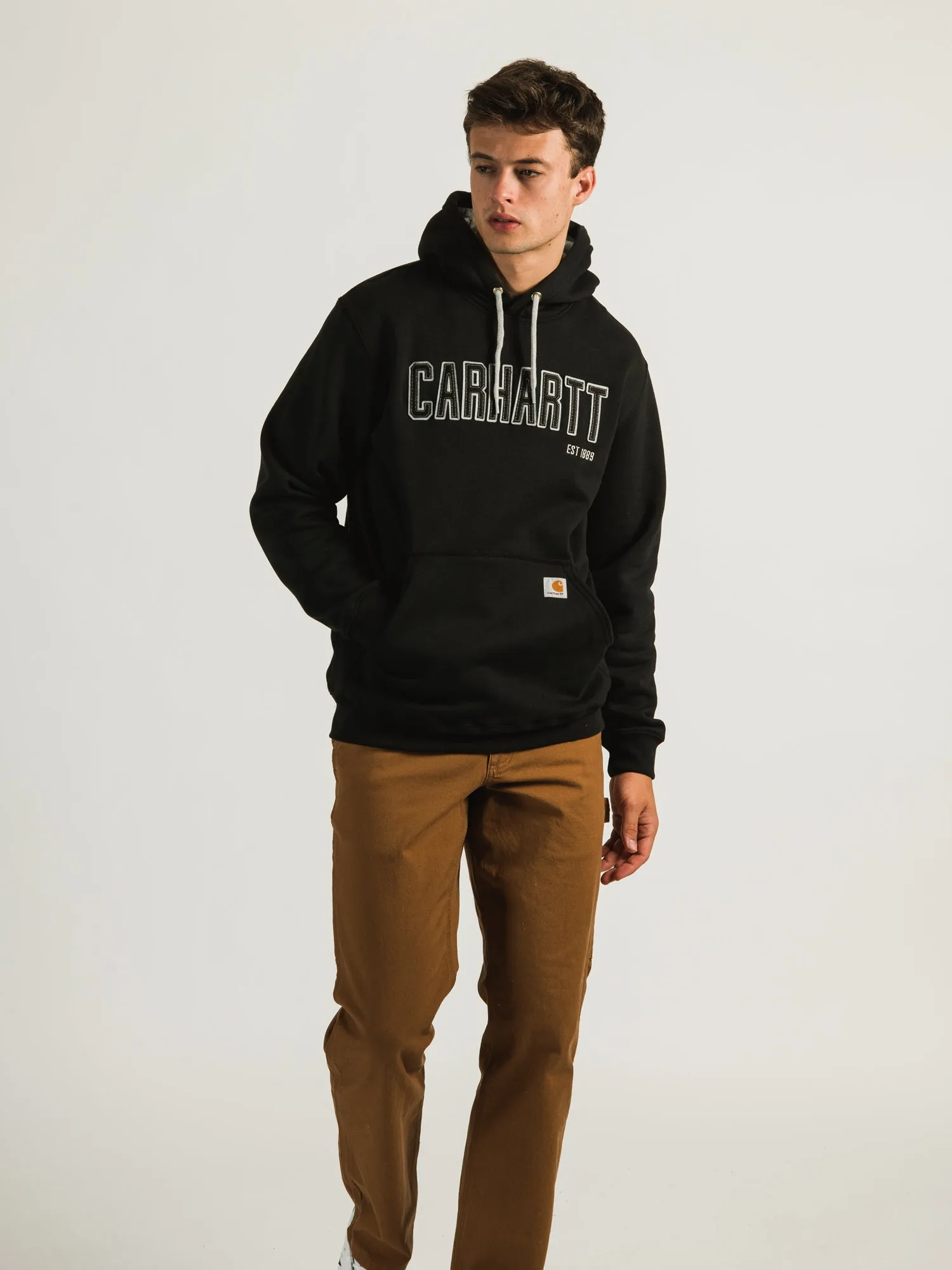 CARHARTT MIDWEIGHT FELT LOGO HOODIE - CLEARANCE