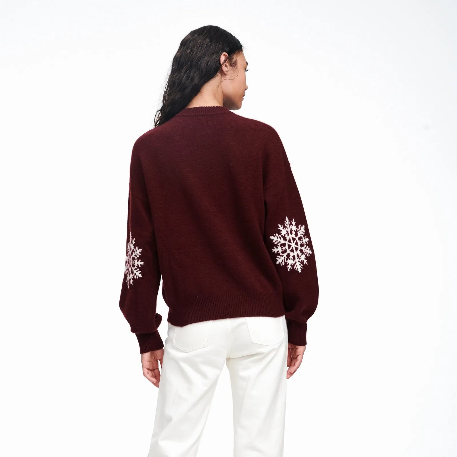 Cashmere Snowflake Crewneck Sweater