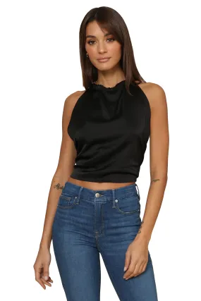 Chain Neck Halter Top With Tie