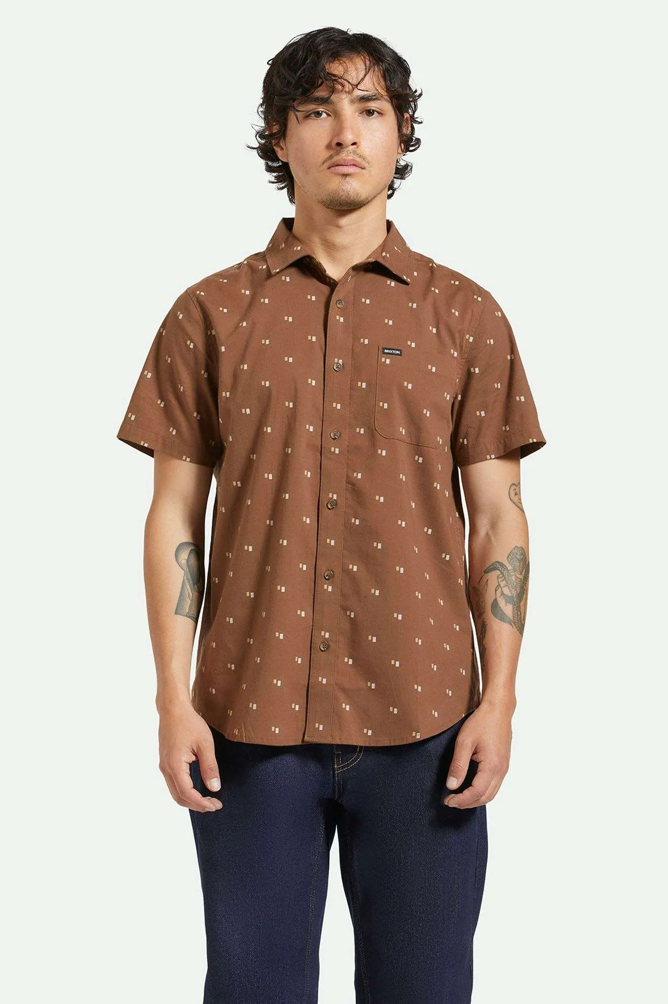 Charter Print S/S Woven Shirt - Pinecone Brown/Tipping Square