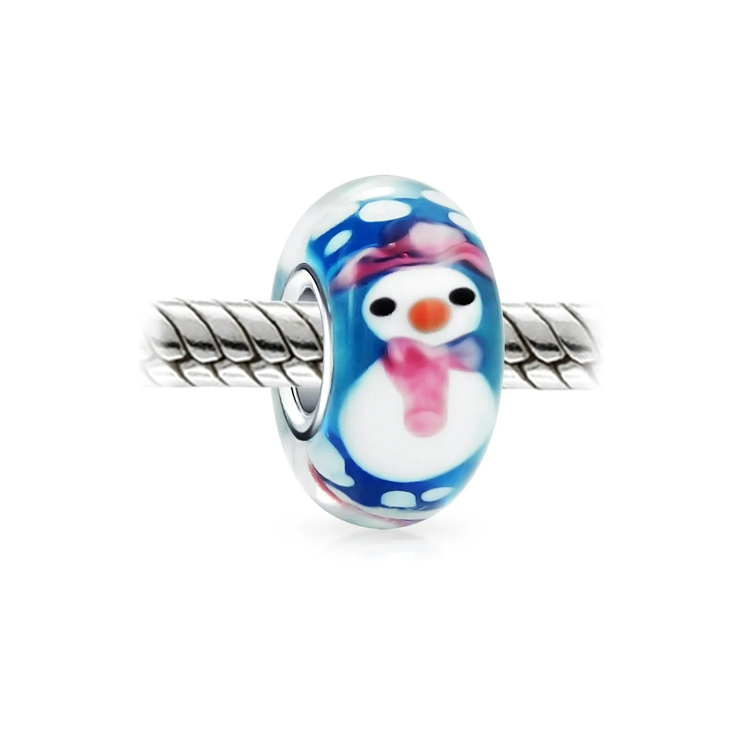 Christmas Flower Santa Claus Snowman Candy Cane Murano Glass Bead