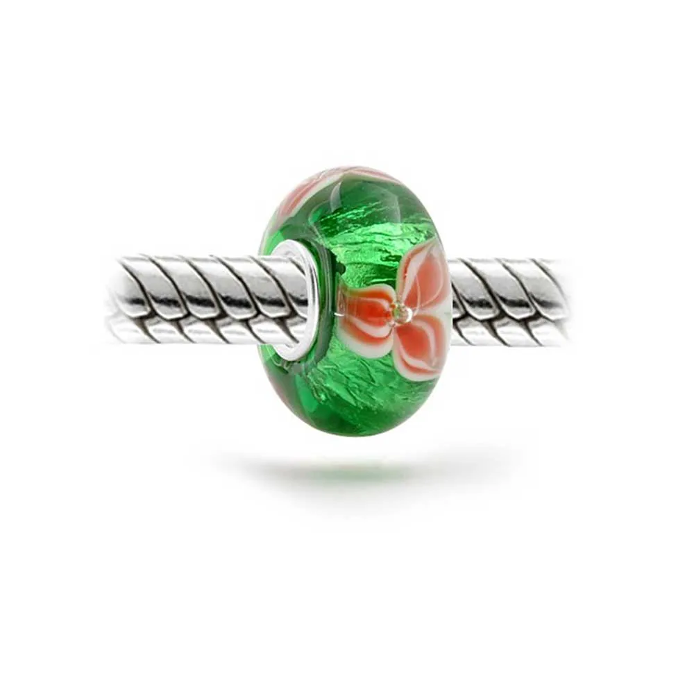 Christmas Flower Santa Claus Snowman Candy Cane Murano Glass Bead