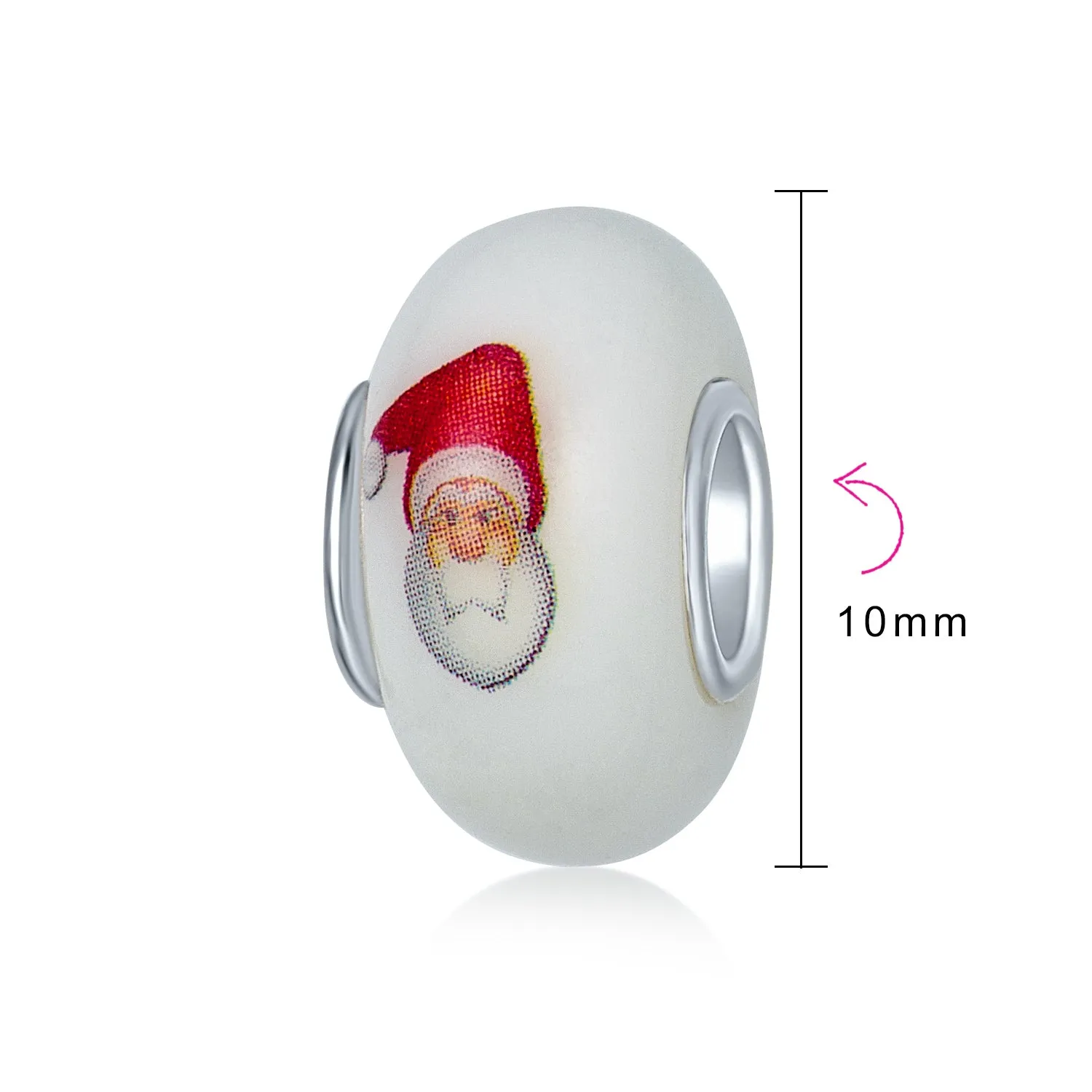 Christmas Flower Santa Claus Snowman Candy Cane Murano Glass Bead