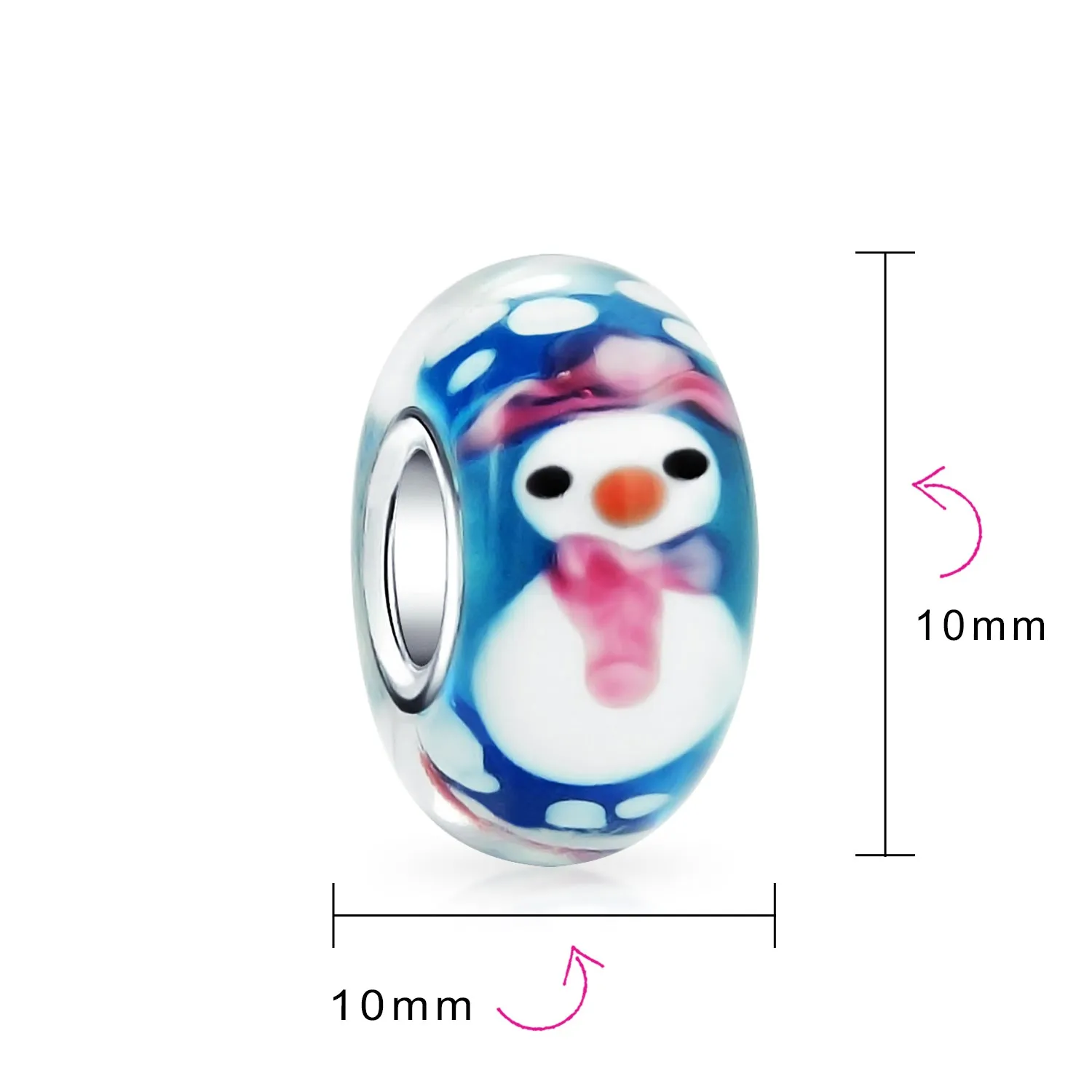 Christmas Flower Santa Claus Snowman Candy Cane Murano Glass Bead