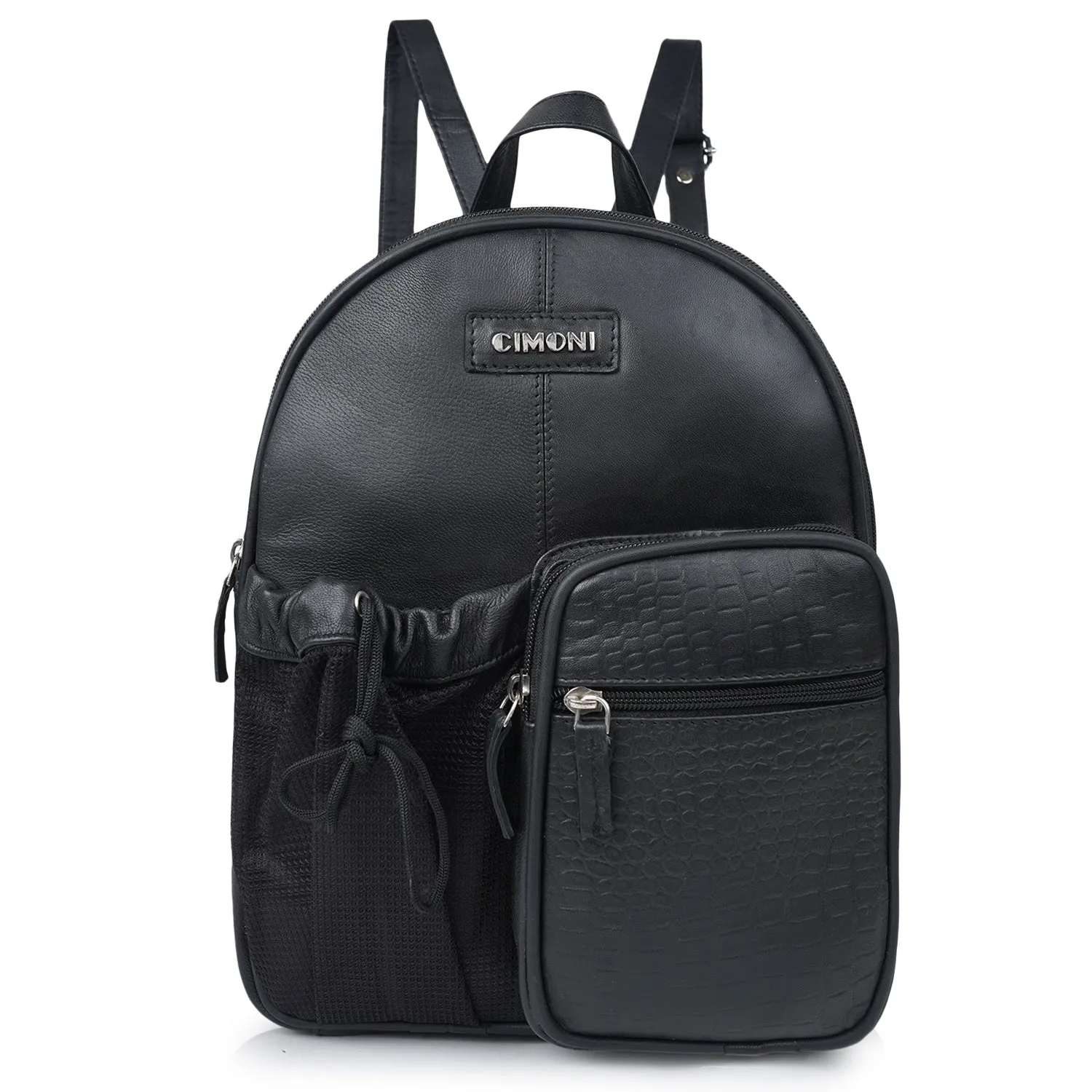 CIMONI Women Brand Logo Leather Backpack