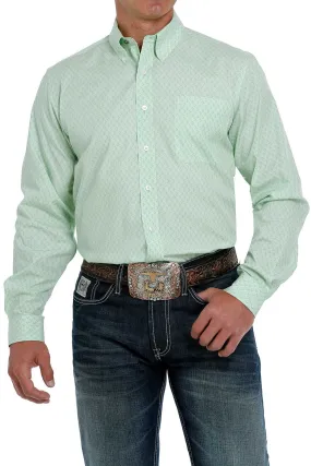 Cinch® Men's Pastel Green Modern Print Long Sleeve Button Front Western Shirt