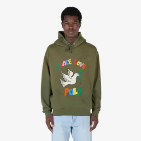 Embroidered Graphic Fleece Hoodie Dark Sage