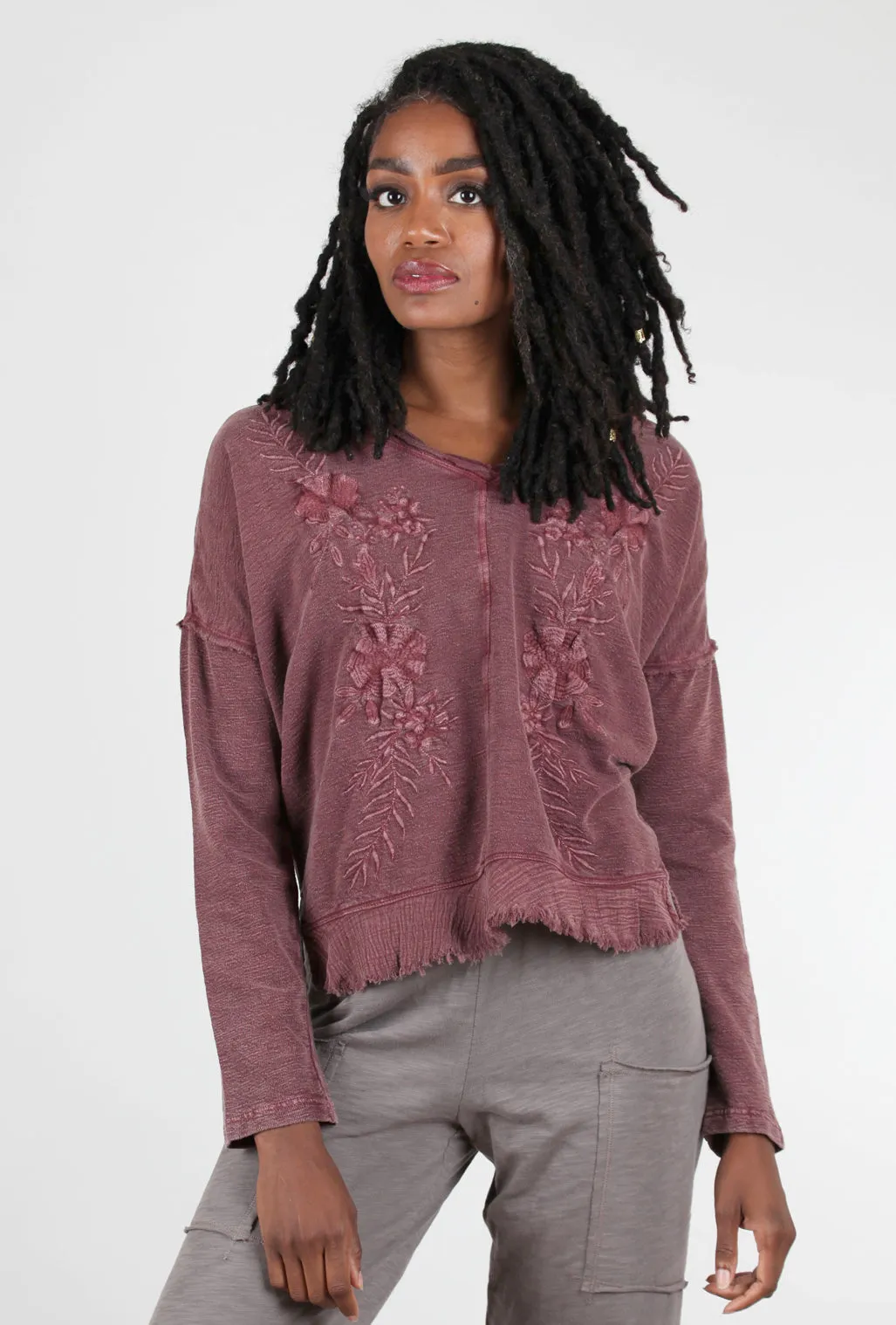 Embroidered Jonna Top, Rust