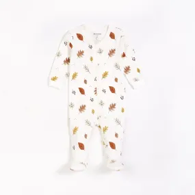 Foliage Print on Off-White Sleeper | Petit Lem