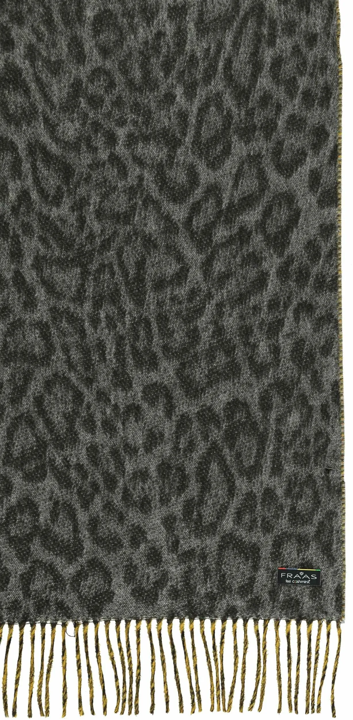 Fraas 625273-960 Charcoal Chartreuse Double Face Animal Print Cashmink Scarf