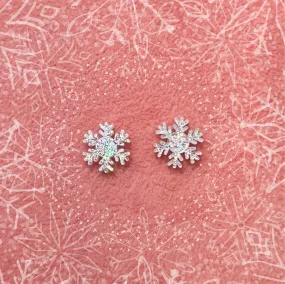 Glitter Resin Iridescent Snowflake Earrings