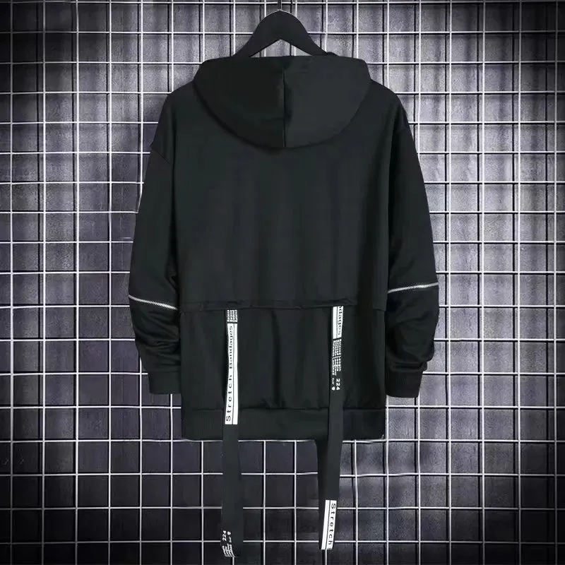 Gothic Techwear Black Hoodie