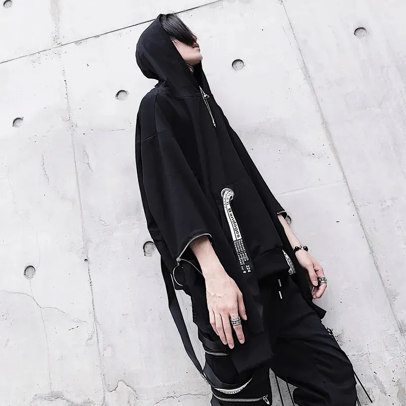 Gothic Techwear Black Hoodie