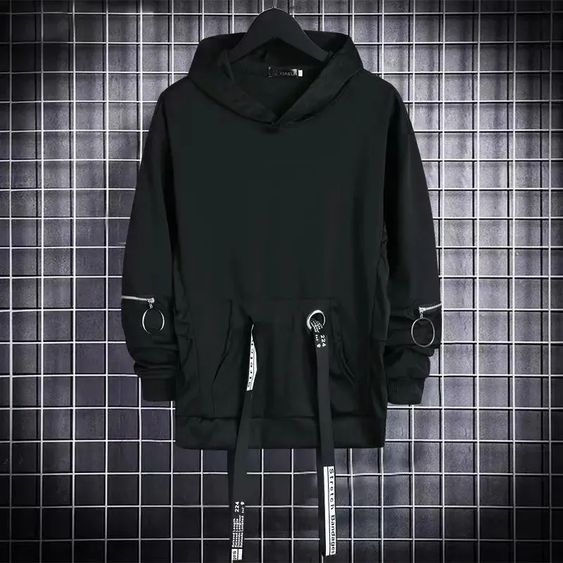 Gothic Techwear Black Hoodie