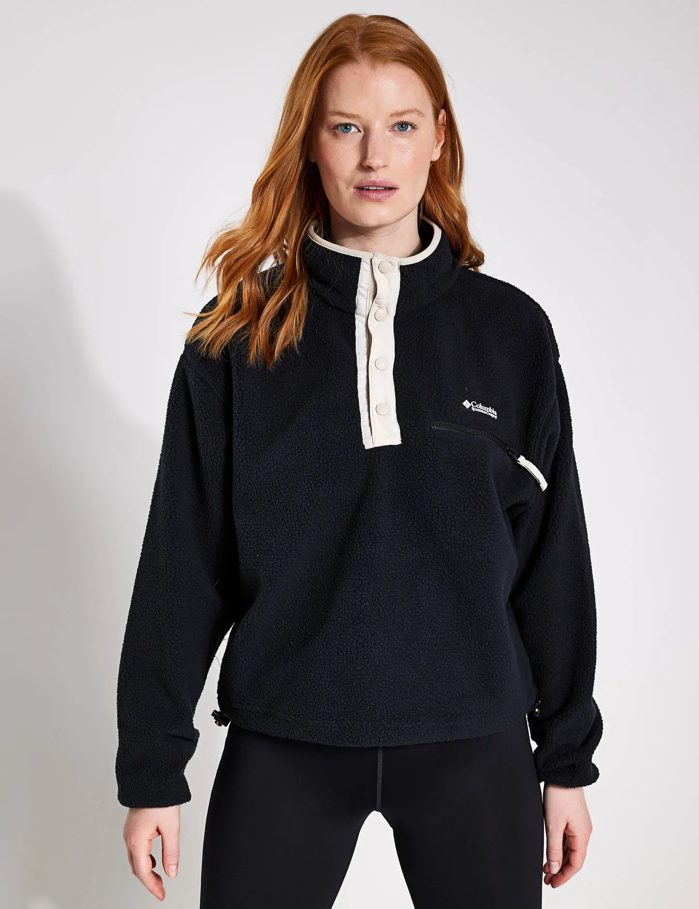 Helvetia Cropped Half Snap Fleece - Black