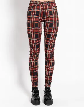 HIGH WAIST T-BACK JEAN BLACK PLAID