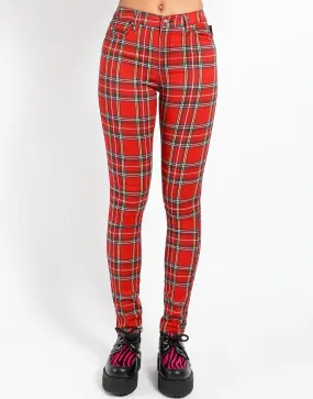 HIGH WAIST T-BACK JEAN RED PLAID