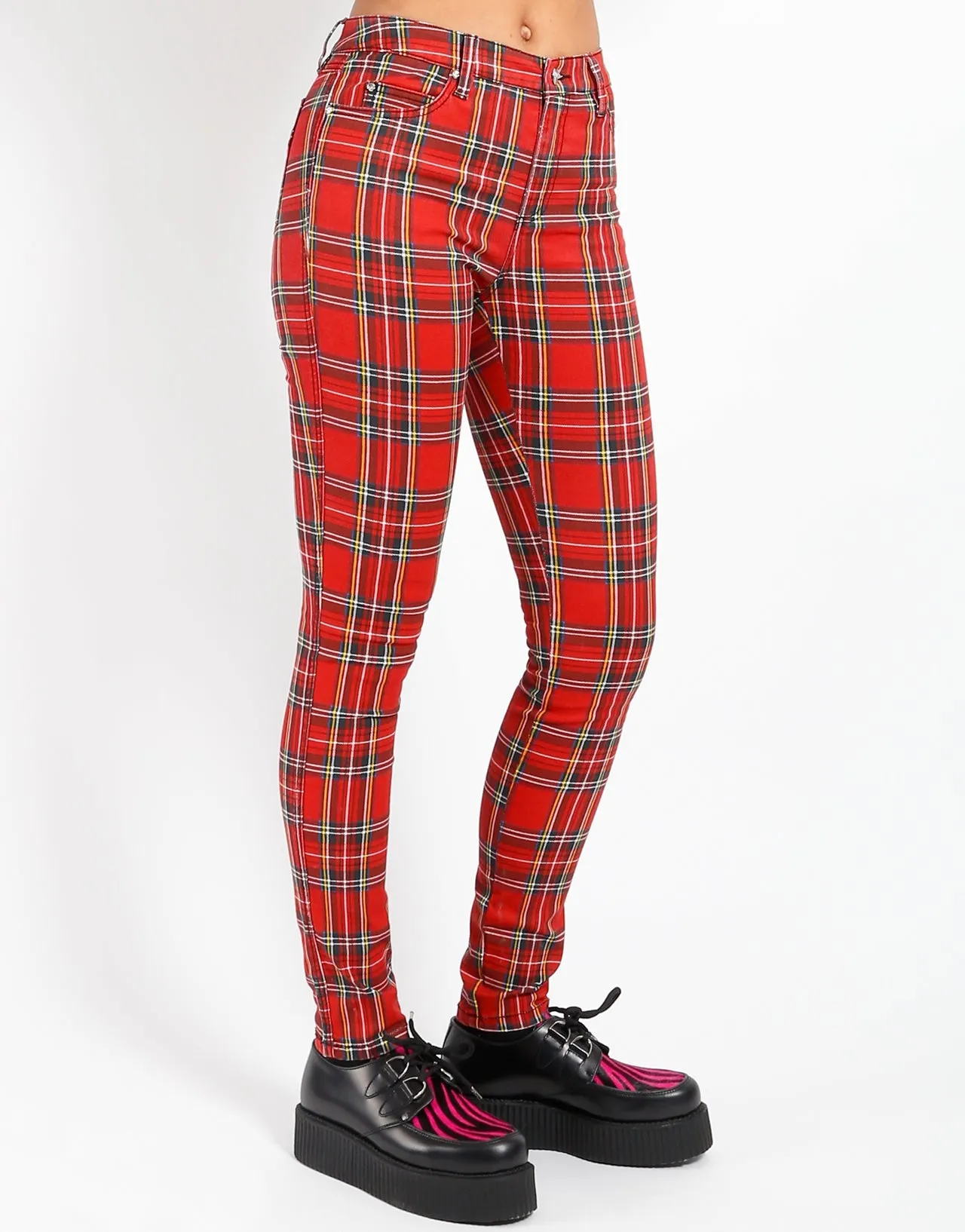 HIGH WAIST T-BACK JEAN RED PLAID