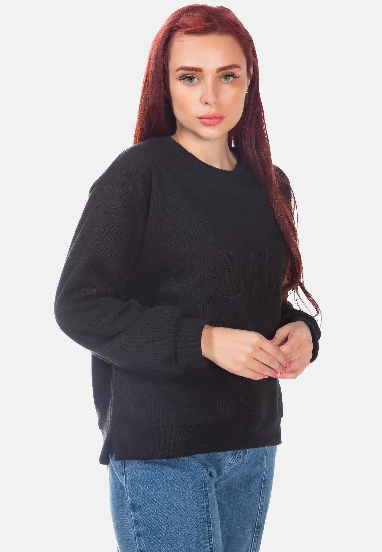 Knitted Long Sleeve Pullover Sweatshirt