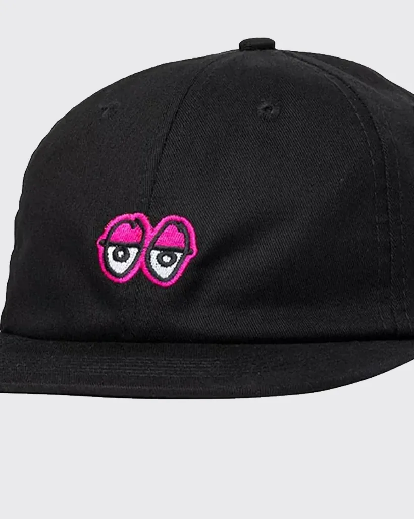 Krooked Eyes Strapback Hat - Black/Pink