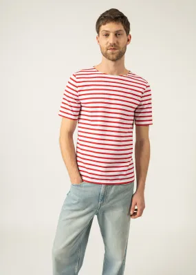 Levant short sleeve striped sailor shirt - regular fit, in light cotton (NEIGE/TULIPE)