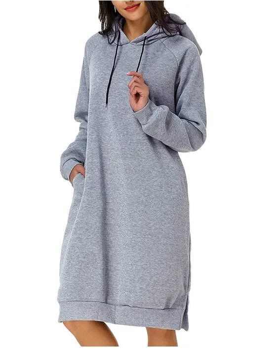 Long Split Hooded Dress