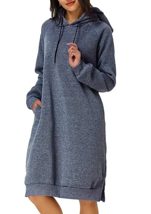 Long Split Hooded Dress