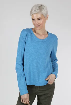 L/S Boxy Shirttail Slub Tee, Blue