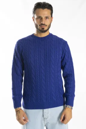 Maglione Lana Uomo Con Trecce Girocollo Pullover Art. Mg121