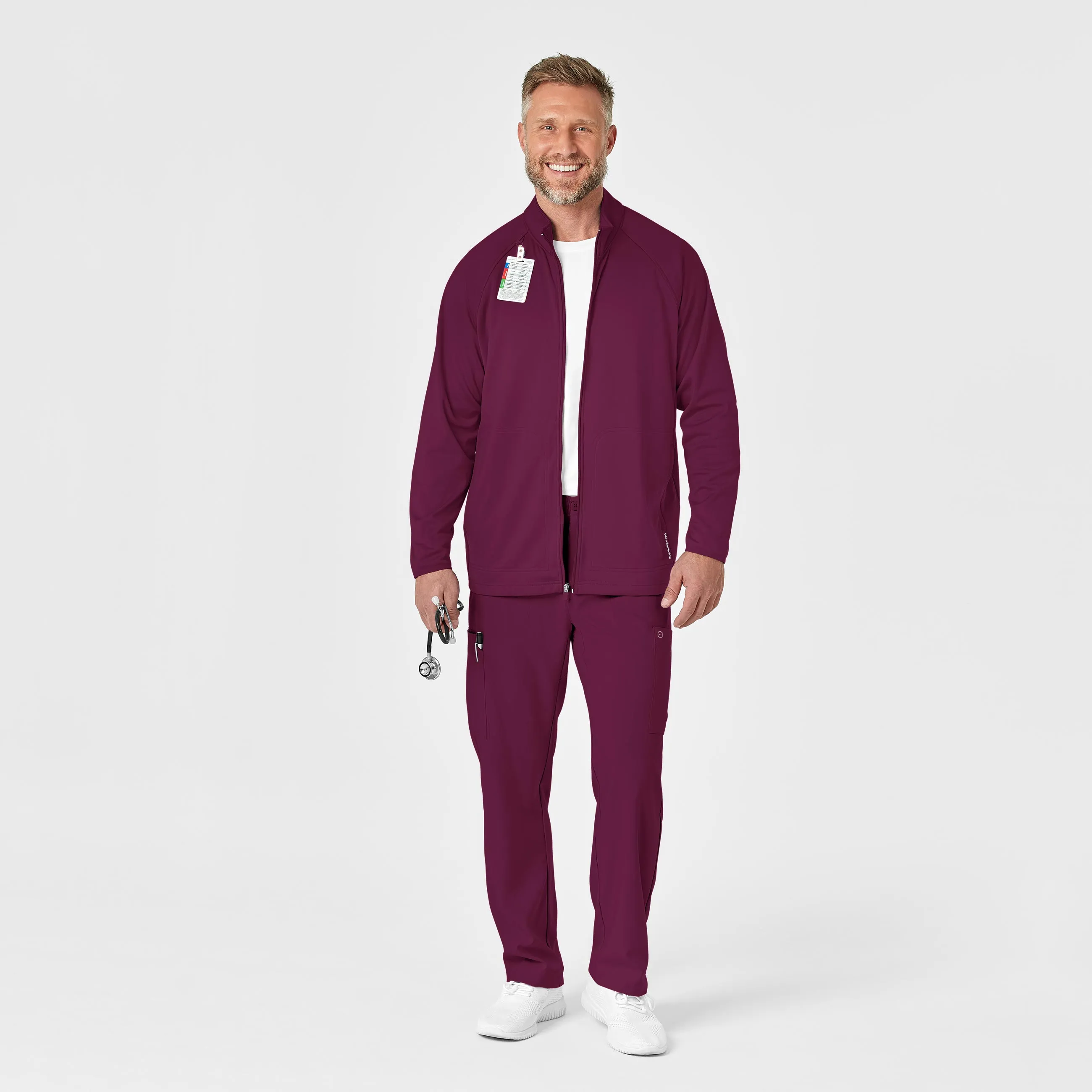 Men's Fleece Full Zip Jacket - Wine